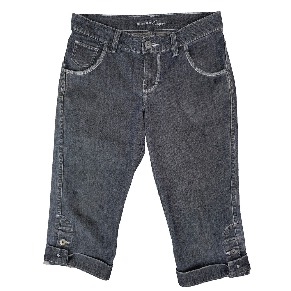 Riders Copper Capri Womens 5/6 M‎ Blue Denim White Stitching Stretch